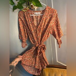 Faithfull the Brand Red and White Floral romper